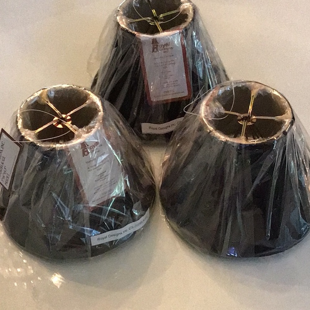 Royal Design. 3 by 6 x4.5. Black Lamp Shades Set of 3